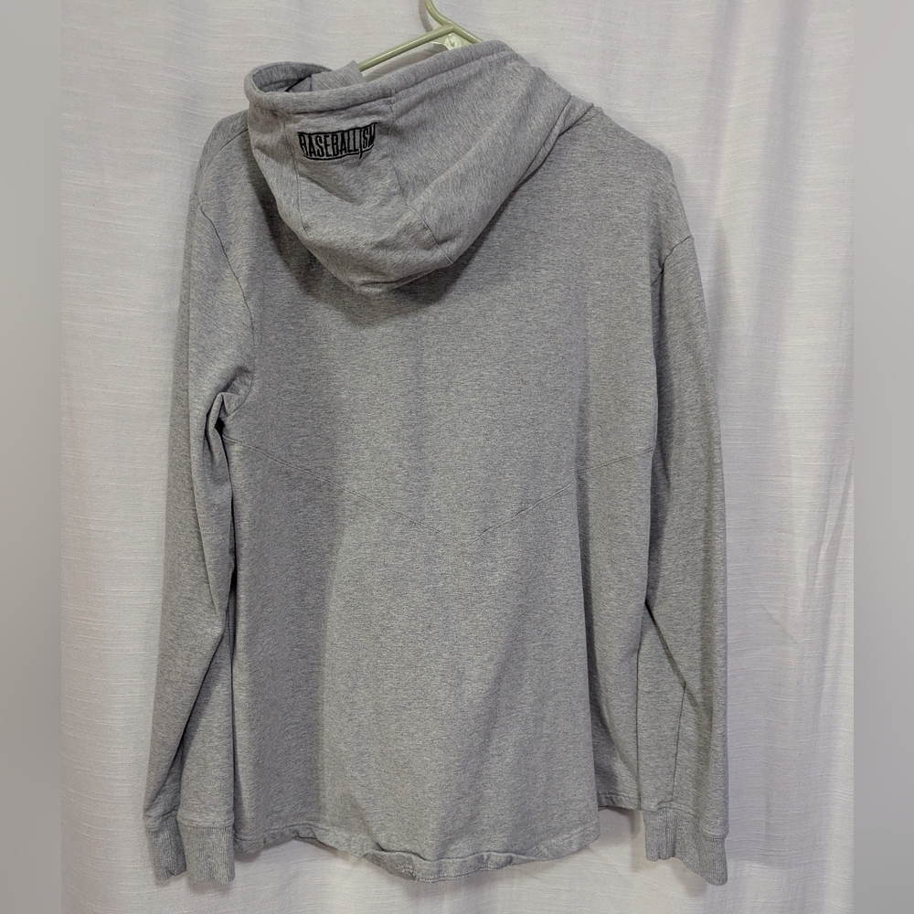Basebalism Men's Flag Man Grey Black Dual Pocket Hoodie 1/4 Zip Size XL - Picture 4 of 7